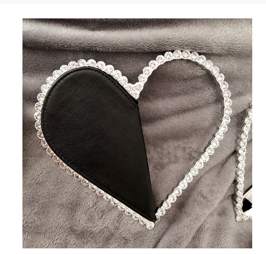 Rhinestone Heart Handbag (Black)
